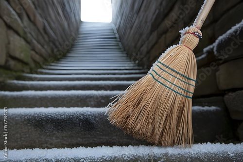 Wallpaper Mural Besen auf vereister Kellertreppe Torontodigital.ca
