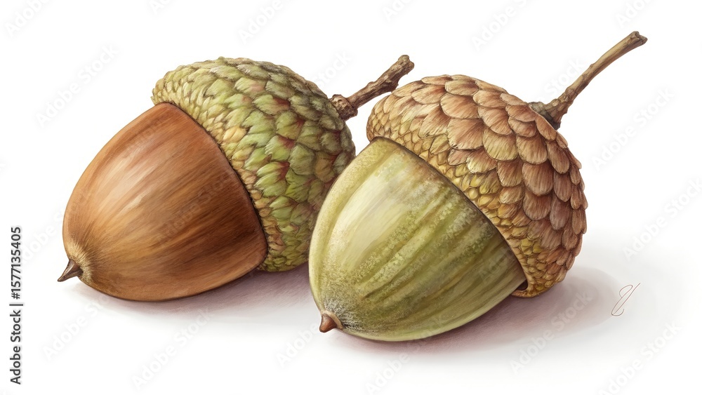 acorns on a white background acorns on a white background