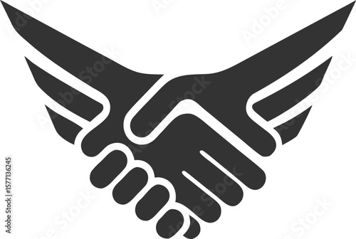Stylized handshake with wing elements agreement partnership