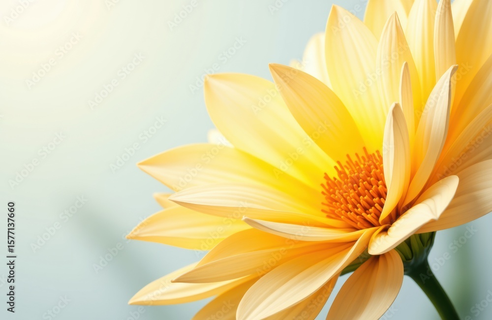 Obraz premium Close-up of a vibrant yellow flower with soft background for floral design use