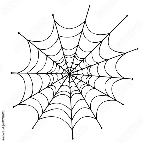 A minimal and clean line spider web illustration. Ideal for Halloween decorations, horror-themed posters, digital backgrounds, and spooky seasonal designs. Provided in fully editable EPS vector format
