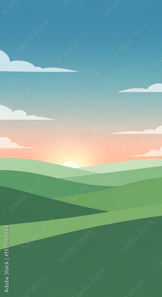 Obraz premium A minimalist vector illustration showing a person working on a laptop at a clean desk. The person is wearing a yellow sweater and sitting in a modern workspace with a coffee cup, notebook, and pen. Li