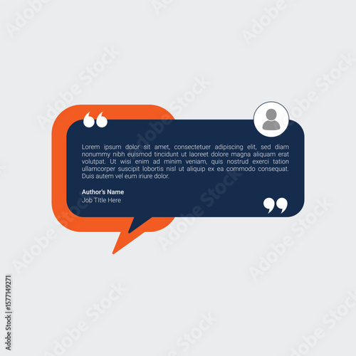 Testimonial or client review quote in chat bubble design. Editable testimonial banner for social media post, feedback, recommendation, and customer review infographic template. Minimal and creative.