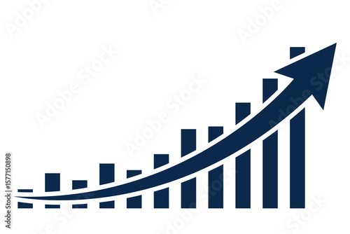 growing graph icons, Business growth success chart with arrow, Graph diagram up icon, business bar sign, profit growing symbol, progress bar symbol