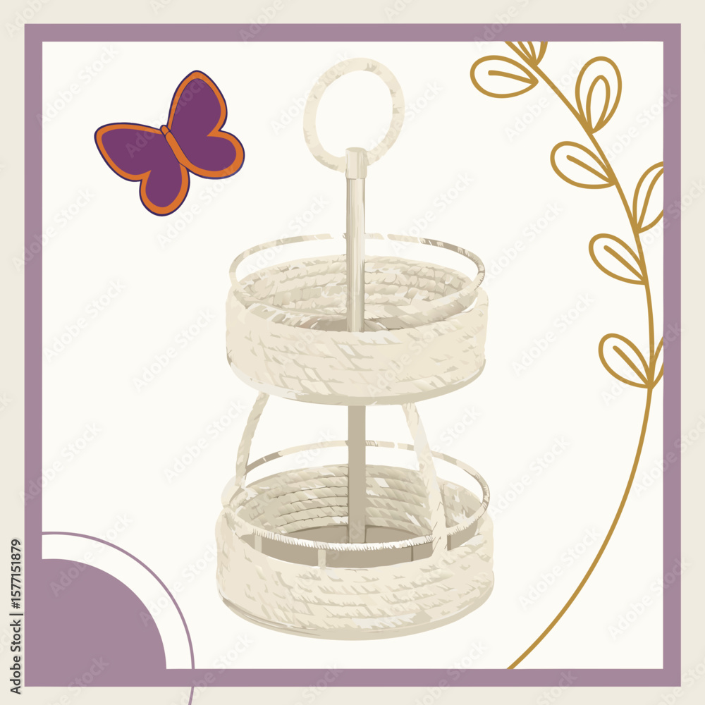Fototapeta premium a white basket with a butterfly