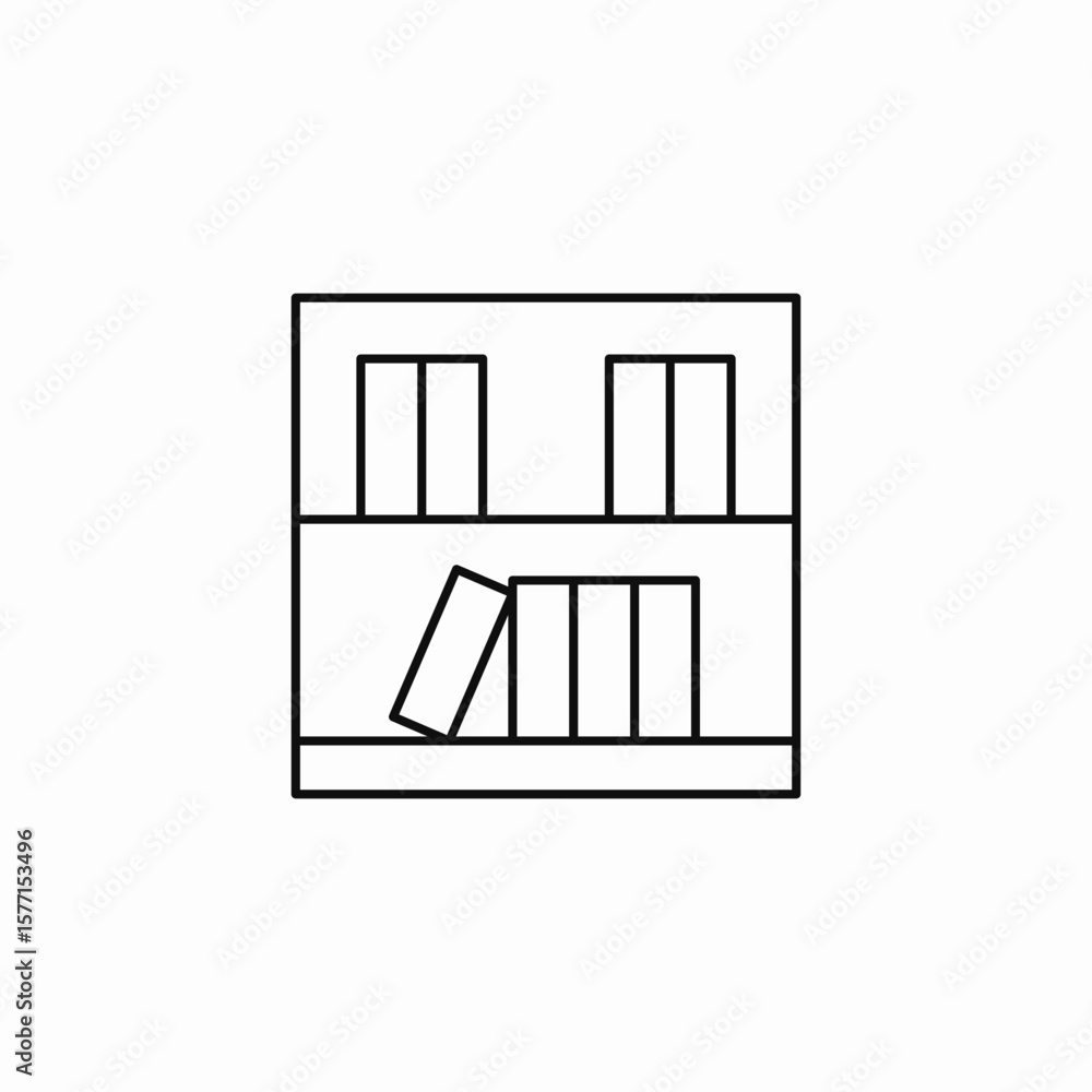 bookshelf books library icon sign vector bookshelf books library icon sign vector