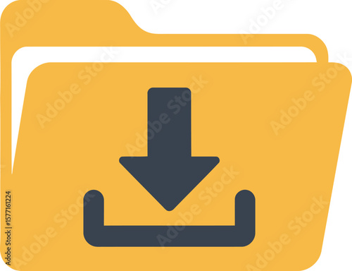 Simple illustration of a yellow folder with a download arrow icon.