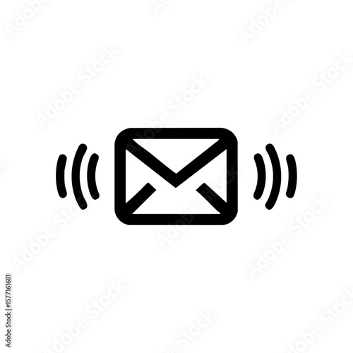 Email icon with sound waves representing digital voice messaging or alerts