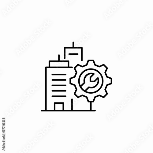 building gear maintenance icon sign vector
