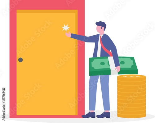 Opportunity or money knock on the door, new business chance or job and career offer,


