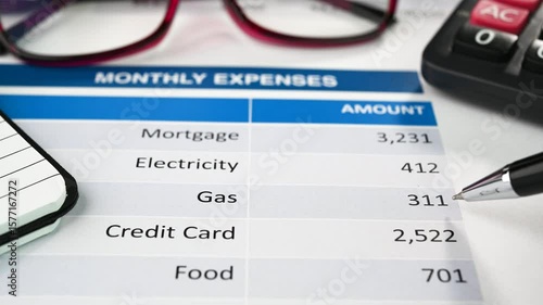 Reviewing your monthly expense details.