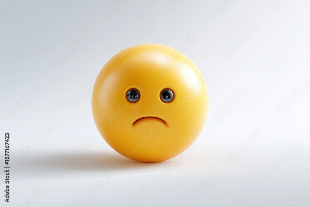 Fototapeta premium 3D Crying Sad Emoji on White Background for Social Media Day, Support Stickers and Emotional Event Reaction