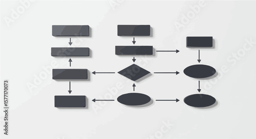 Detailed flowchart diagram depicting a sequential process with interconnected steps