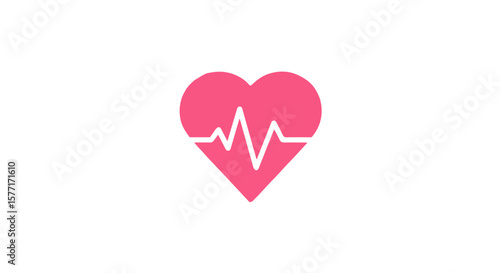 Heartbeat symbol illustration, showcasing medical concept, and pink vector sign