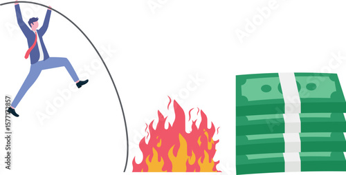 Money trap to trick greed people, danger fraud or threat to attack victim, financial or investment problem concept.
