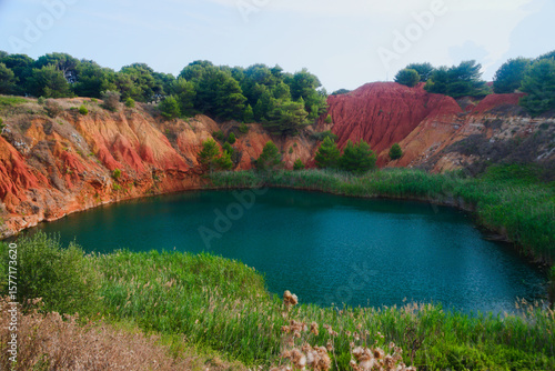 Принти на полотні Vibrant colors landscape in the quarry of bauxite near Otranto, Salento, Apulia