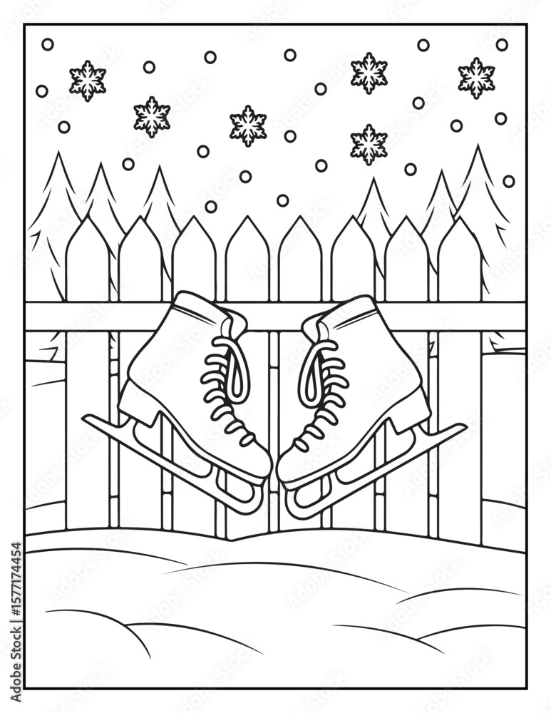 Fototapeta premium Merry Christmas Coloring Pages, Christmas Elements, Coloring Book, Coloring Pages, Black & White Line Art, Vectors Illustration, Holly Day, Best Coloring Pages For Kids, Printable Merry Christmas