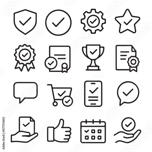 Outlined check mark icons show approval across diverse applications and settings