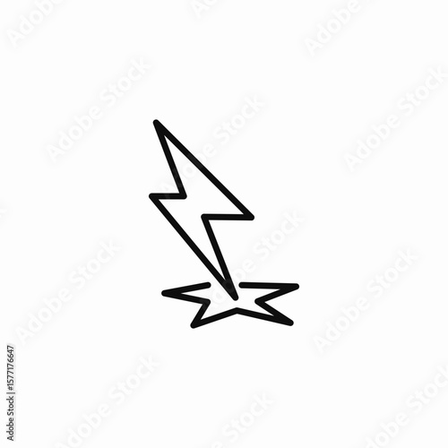 pointed lightning strike icon sign vector