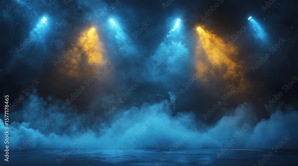 Fototapeta premium Spotlight Illuminates Smoke in Dark Scene