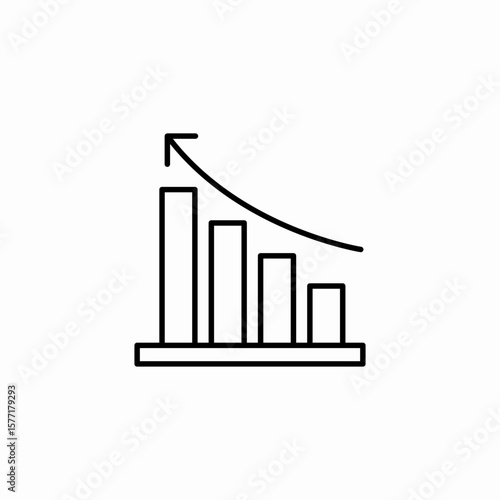 declining bar chart icon sign vector