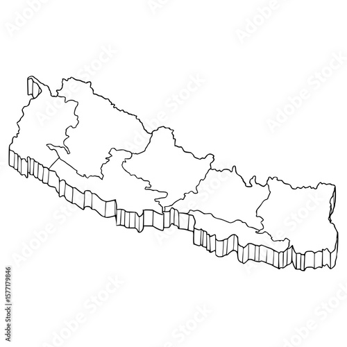 Nepal map illustration hand drawn outline vector