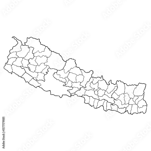 Nepal map illustration hand drawn outline vector