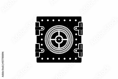 Bank vault icon  vector silhouette illustration isolated on white background