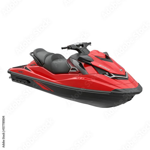 A red jet ski watercraft isolated on transparent background
