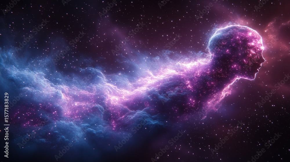 Obraz premium Cosmic nebulae human form