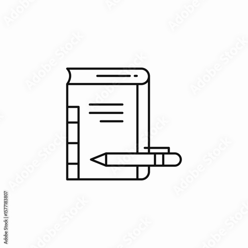 book pencil notepad icon sign vector