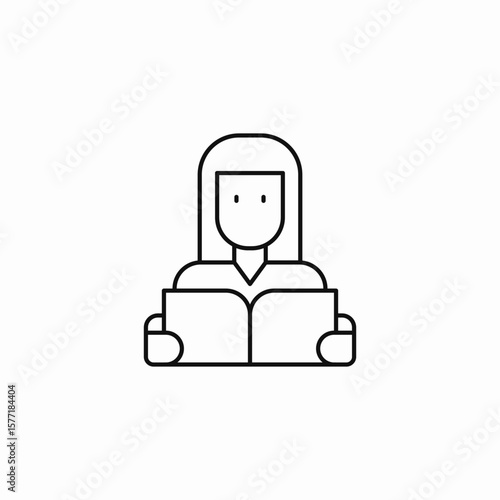 female reading book icon sign vector