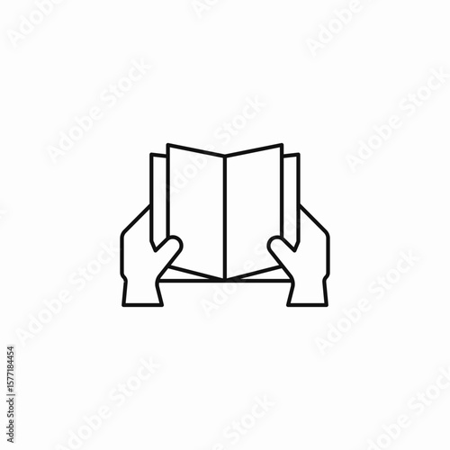 hands holding book icon sign vector