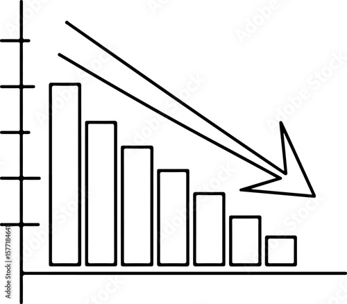 Simple line graph showing a downward trend with an arrow indicating decline
