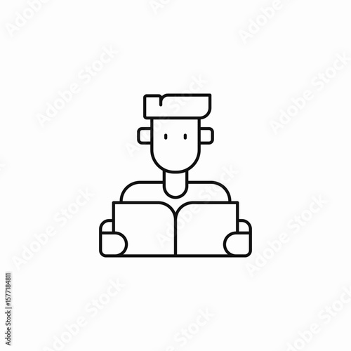 male reading book icon sign vector