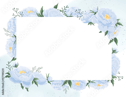 Beautiful blue flowers frame for wedding or gift card Floral design decoration