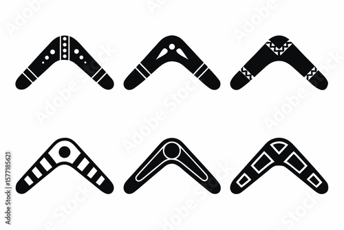 set of Boomerang icon vector silhouette illustration isolated on white background