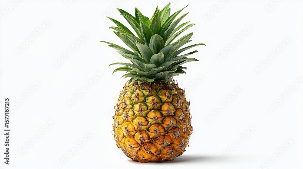 Fototapeta premium Vibrant pineapple vector illustration with detailed texture, ideal for health - focused themes, business designs, and lifestyle concepts, showcasing tropical fruit appeal for wellness, nutrition, and 