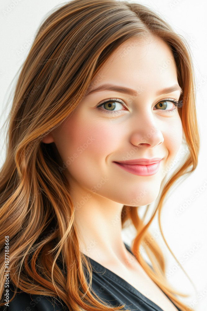 Naklejka premium Close-up Portrait of a Beautiful Woman with Healthy Hair