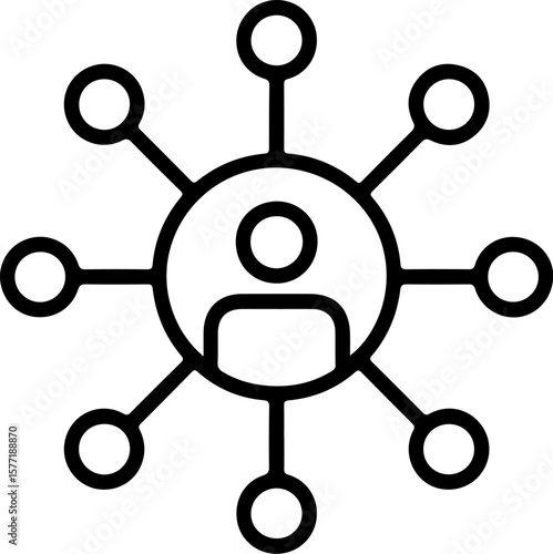 Abstract icon representing a person connected to multiple nodes or contacts