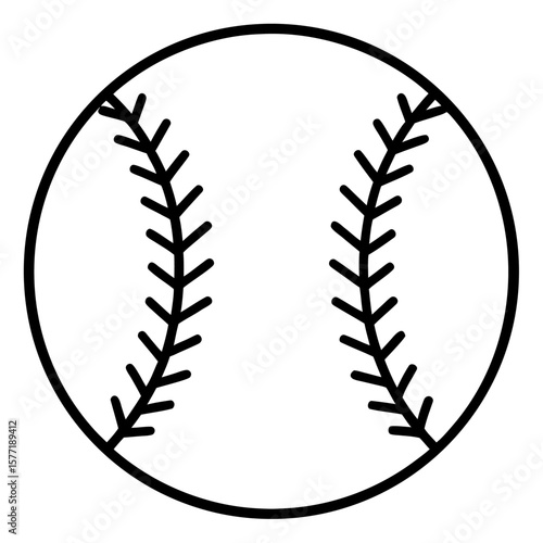 Baseball black line art icon on white background.