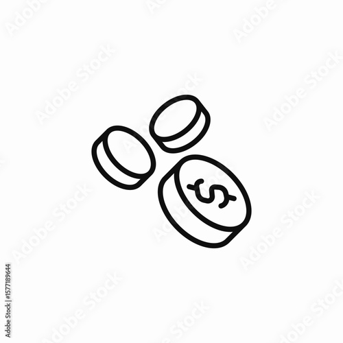 scattered dollar coins icon sign vector