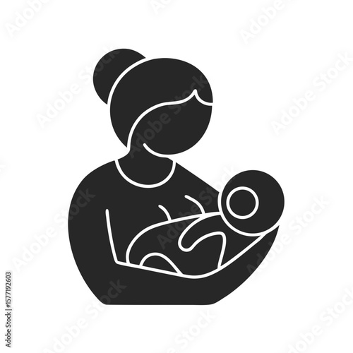 Breastfeeding vector silhouette illustration isolated on white background