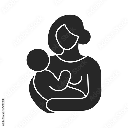 Breastfeeding icon vector silhouette illustration isolated on white background