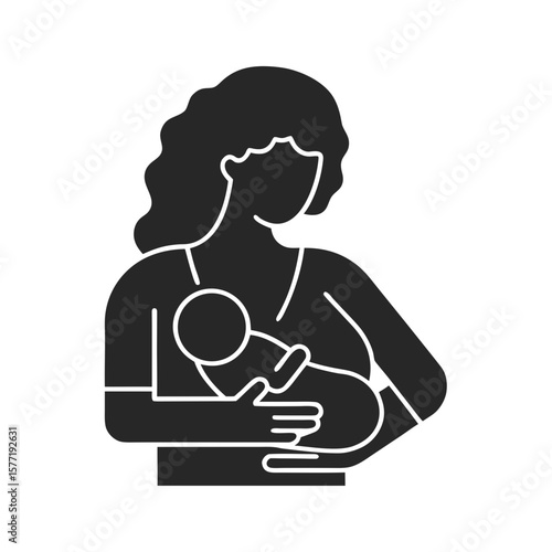 Breastfeeding icon vector silhouette illustration isolated on white background