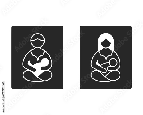 Breastfeeding icon vector silhouette illustration isolated on white background