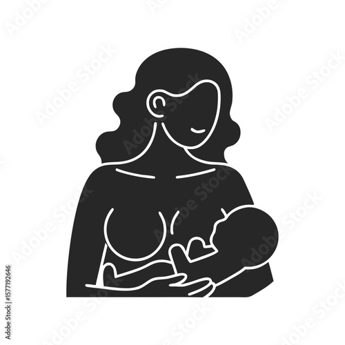 Breastfeeding vector silhouette illustration isolated on white background