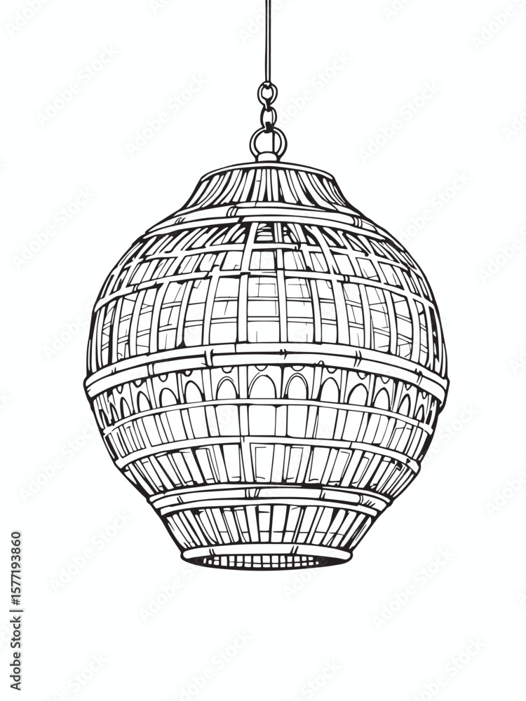 Obraz premium Rattan ceiling lamp 