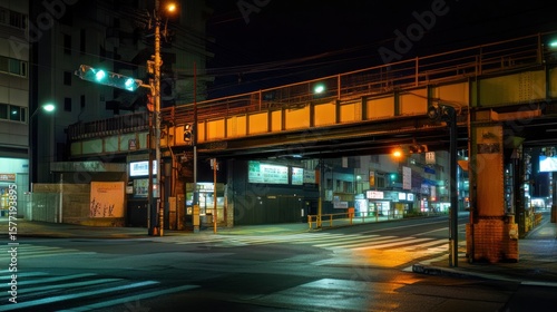 Wallpaper Mural Night city intersection under railway bridge Torontodigital.ca