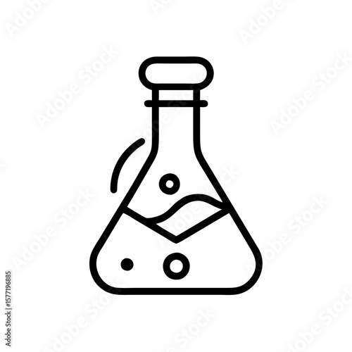 Laboratory flask with liquid and bubbles symbolizing science magic  